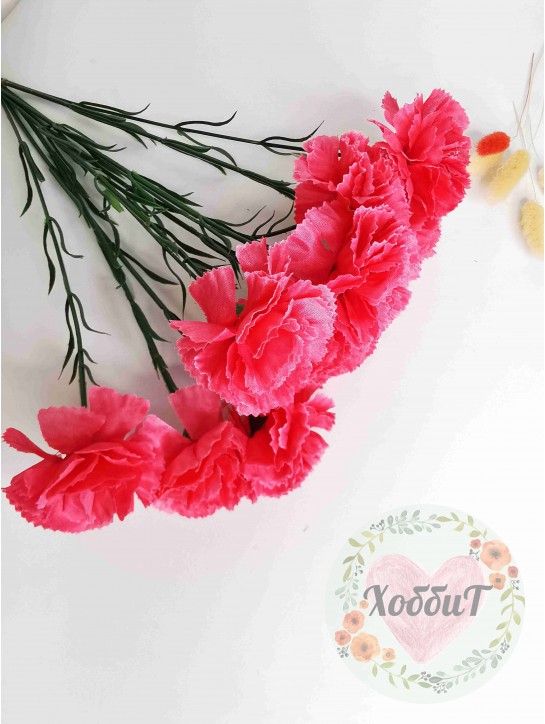 Цветок искусственный "Гвоздика" 40см. (розовый), 1 штука